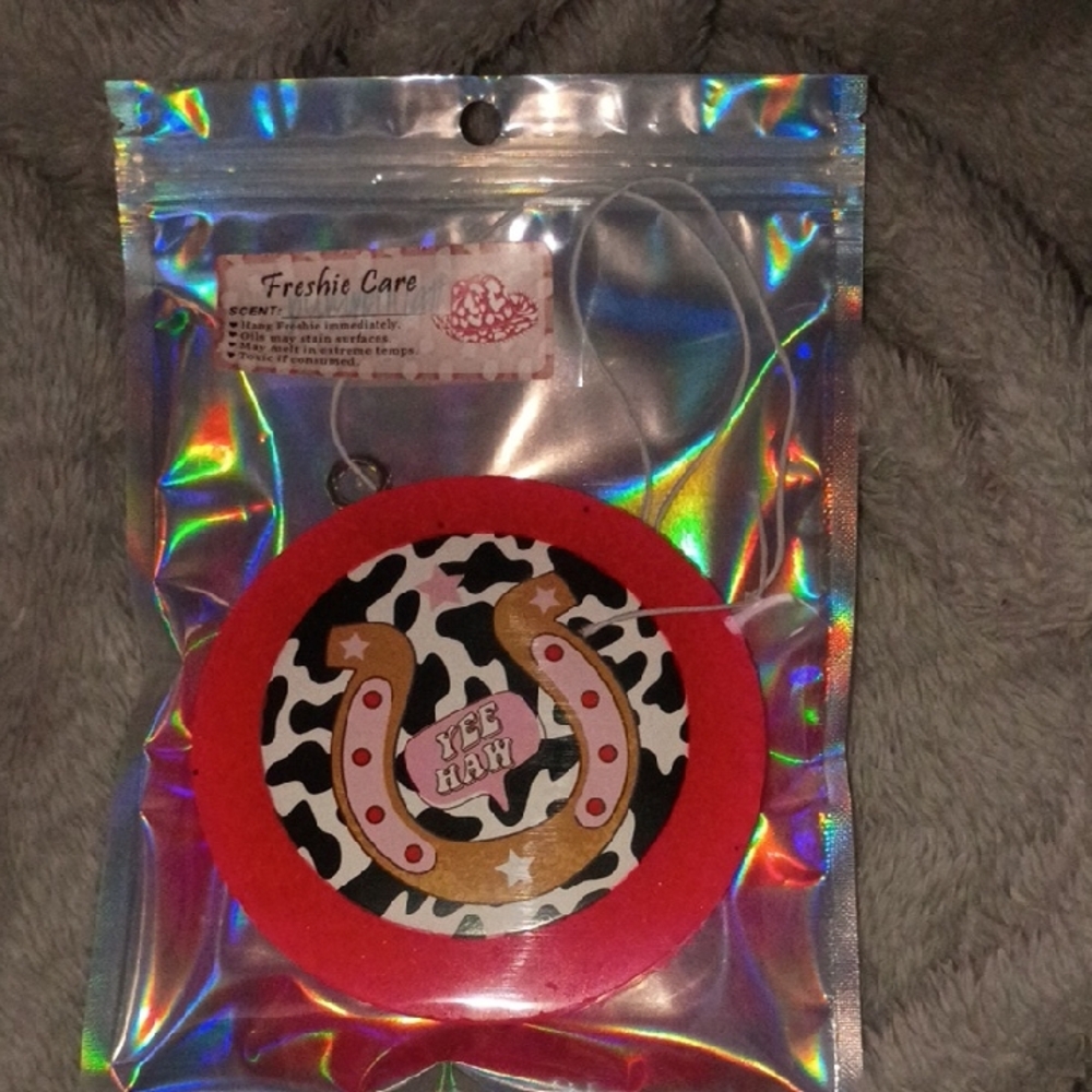 NEW!! Pink and Gold Yeehaw Horseshoe Air Freshie